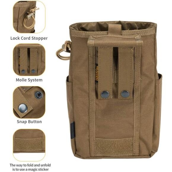 Molle Dump Pouch Drawstring Magazine Utility Pouch Folding Dump Pouch Waist Bag - Picture 3 of 6